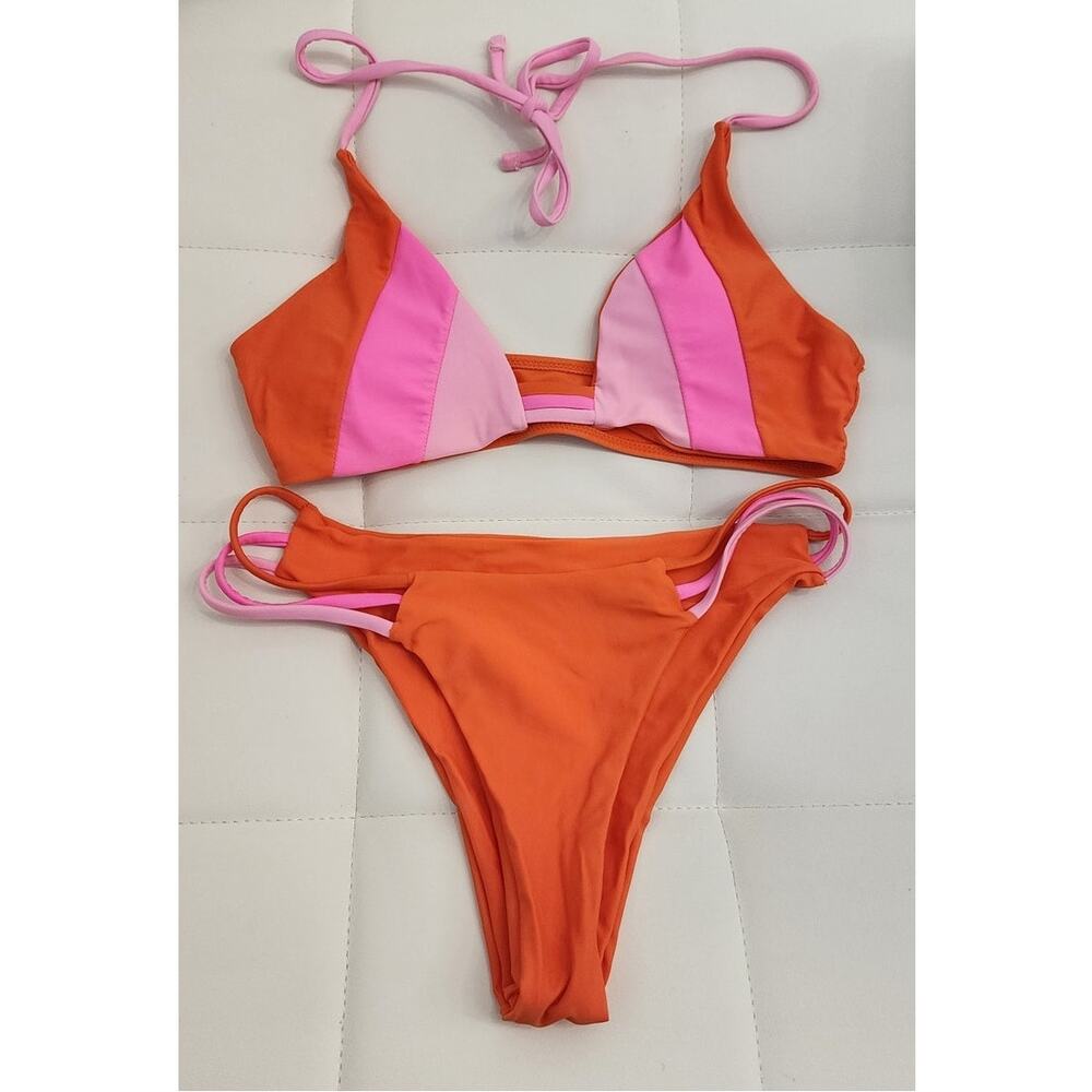 Summer‎ Orange & Pink Cheeky Bikini - S